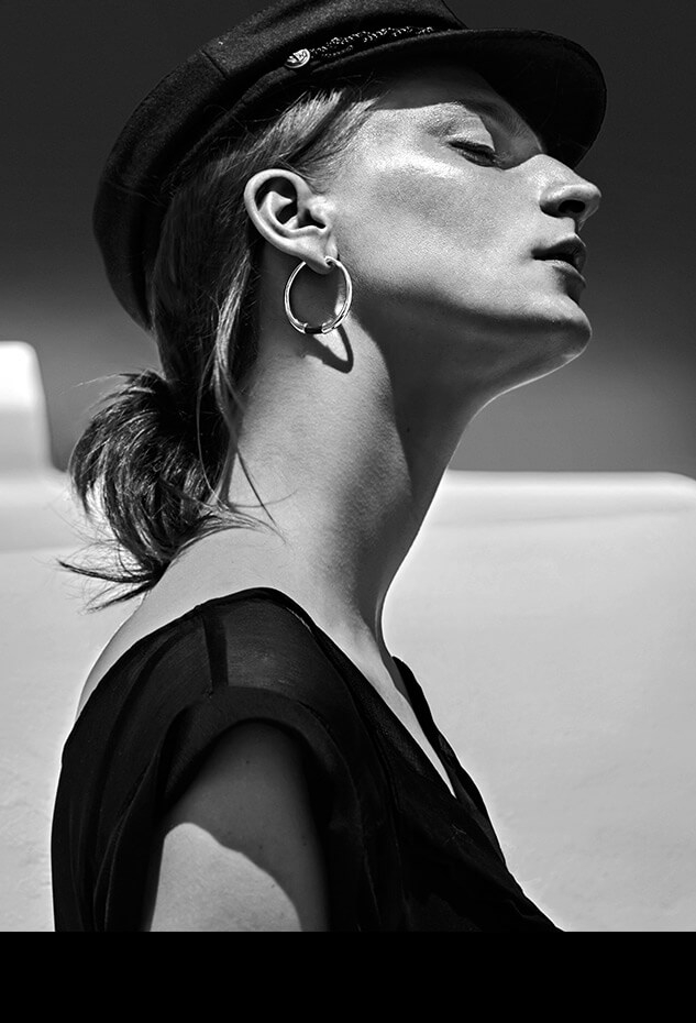 Minas Jewelry-SILVER NEOPRENE HOOPS