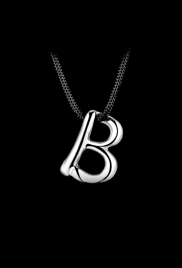 LETTER B - Minas Jewellery Letter B pendant in sterling silver